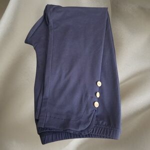 Navy Blue Pants with Button Detail